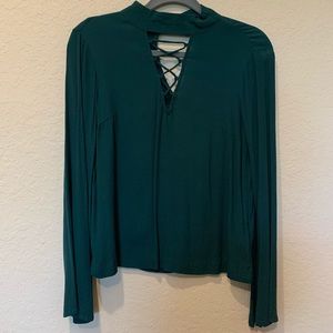 Long sleeve hunter green blouse